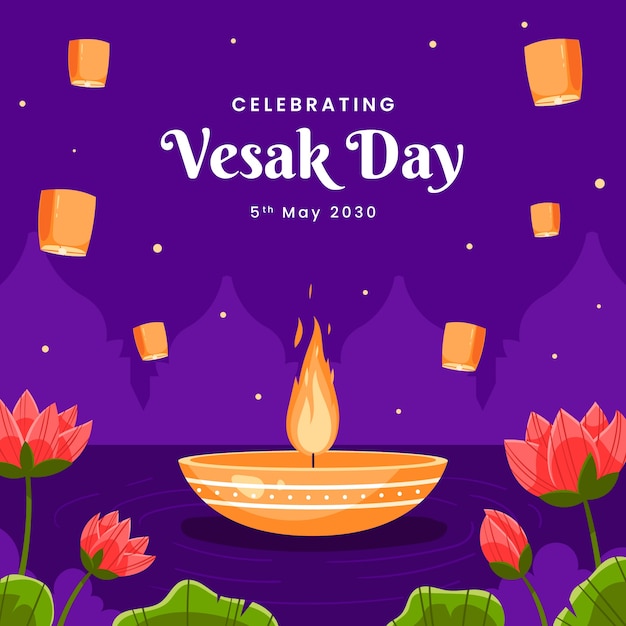 Vector gratuito ilustración de vesak plano