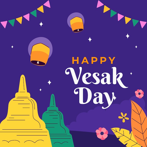 Vector gratuito ilustración de vesak plano