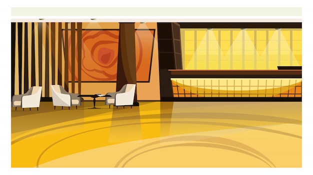Ilustración del vestíbulo del hotel