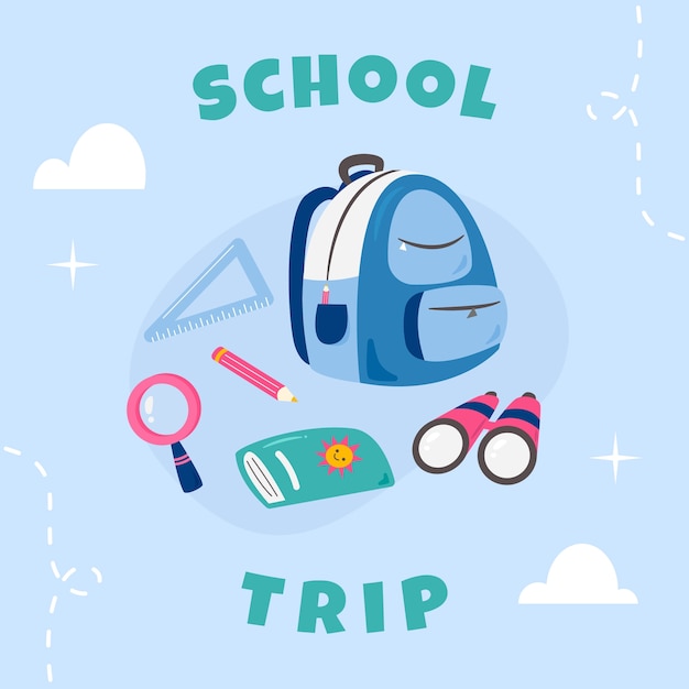 Vector gratuito ilustración de viaje escolar dibujado a mano