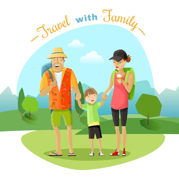 Ilustración de viaje familiar