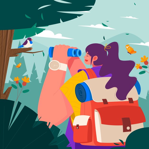 Ilustración de viajes sostenibles dibujada a mano