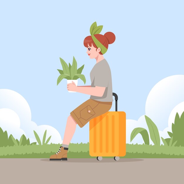 Ilustración de viajes sostenibles dibujada a mano