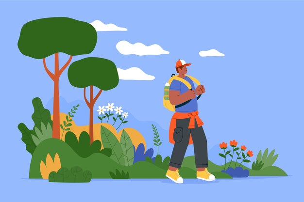 Ilustración de viajes sostenibles dibujada a mano