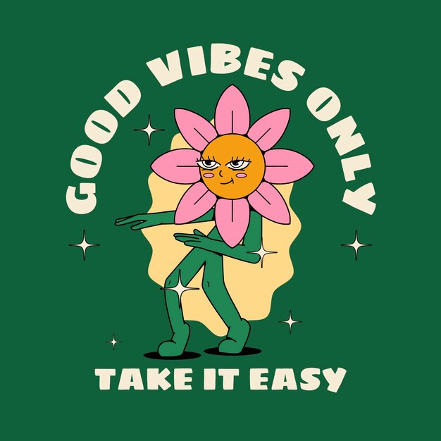 Ilustración de vibraciones positivas dibujadas a mano