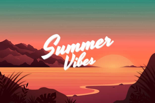 Vector gratuito ilustración de vibraciones de verano degradado