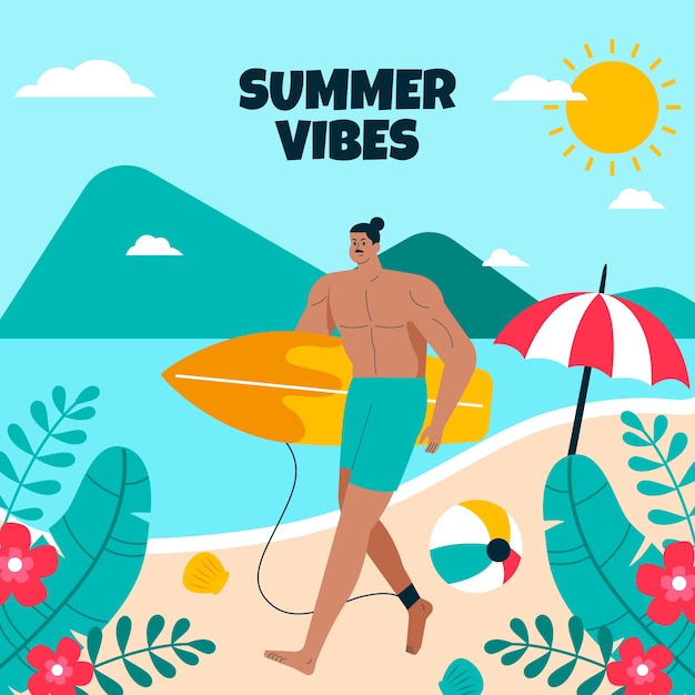 Vector gratuito ilustración de vibraciones de verano dibujadas a mano