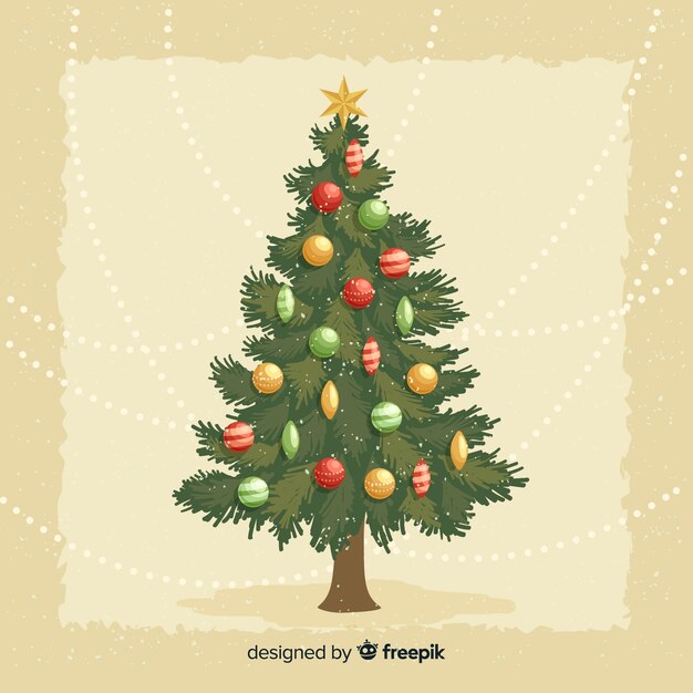 Ilustración vintage árbol de navidad