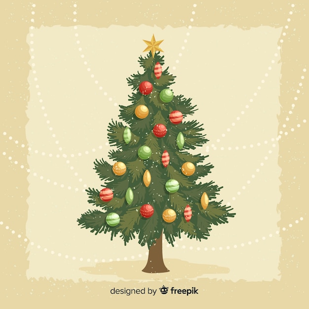 Ilustración vintage árbol de navidad