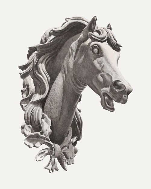 Ilustración vintage de vector de cabeza de caballo, remezclada de la obra de arte de Albert Ryder