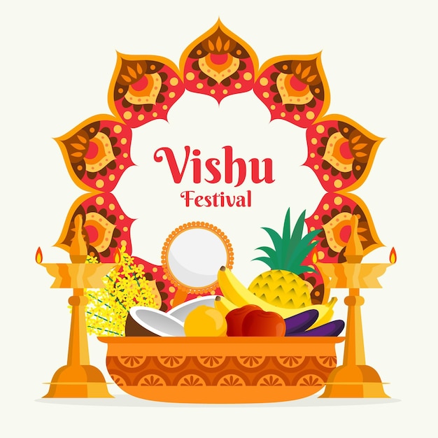 Vector gratuito ilustración de vishu plana