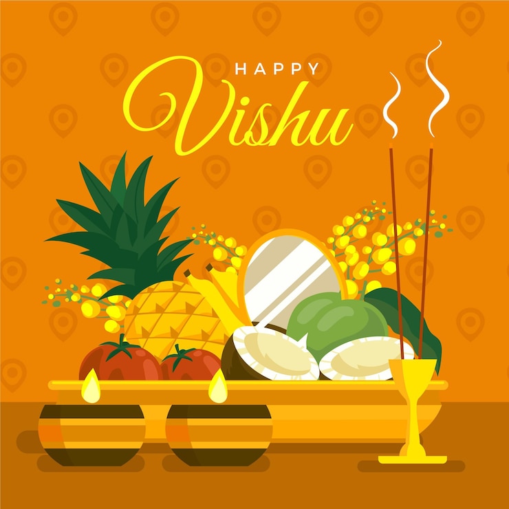 Vector gratuito ilustración de vishu plana