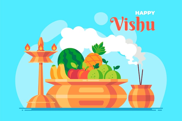 Vector gratuito ilustración de vishu plana