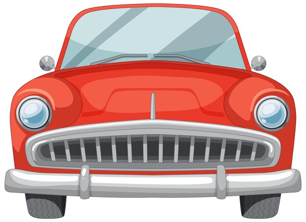 Ilustración de la vista delantera de un coche rojo clásico