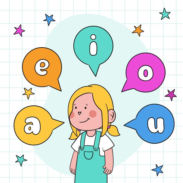 Ilustración de vocales dibujadas a mano