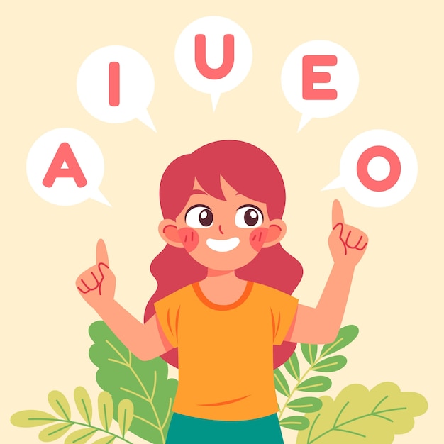 Ilustración de vocales dibujadas a mano