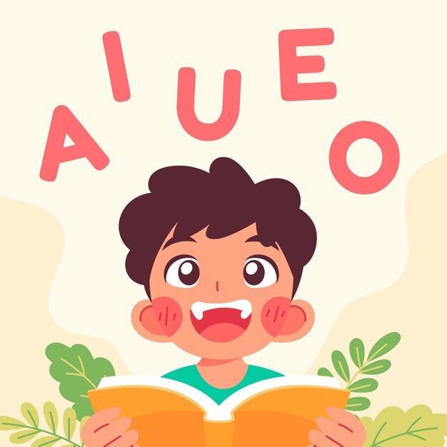 Ilustración de vocales dibujadas a mano