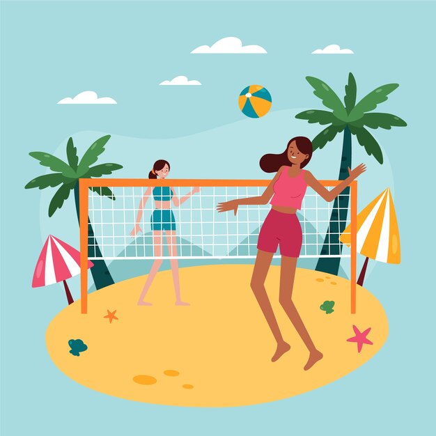 Ilustración de voleibol dibujada a mano