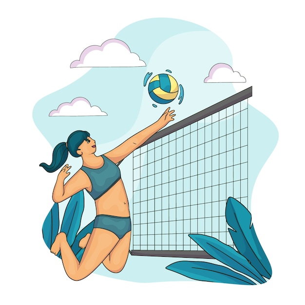 Ilustración de voleibol dibujada a mano