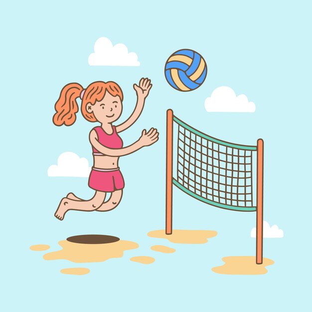 Ilustración de voleibol dibujado a mano