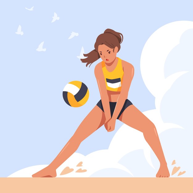 Ilustración de voleibol de diseño plano dibujado a mano