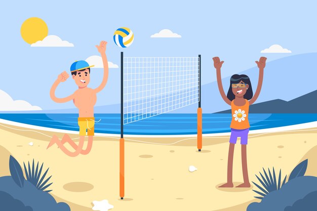 Ilustración de voleibol de diseño plano