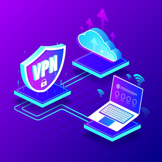 Ilustración de vpn degradado isométrico