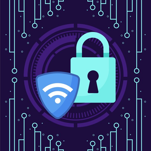 Ilustración de vpn de diseño plano dibujado a mano