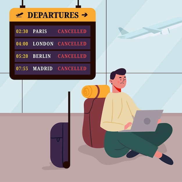 Ilustración de vuelo cancelado