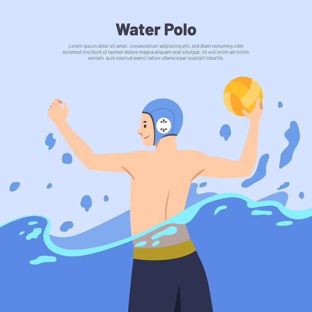 Ilustración de waterpolo de diseño plano dibujado a mano