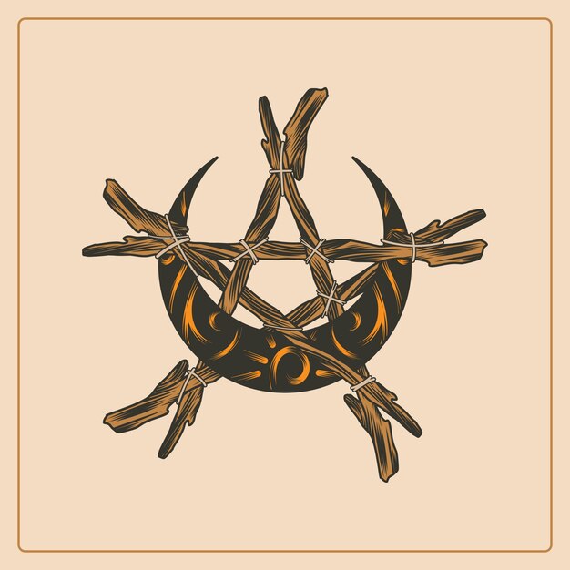 Ilustración wiccan dibujada a mano