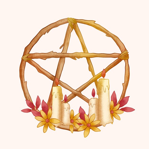 Ilustración wiccan dibujada a mano