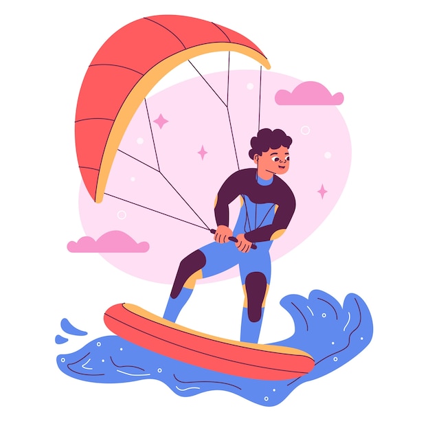 Vector gratuito ilustración de windsurf dibujada a mano