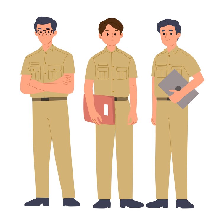 Vector gratuito ilustración de xavector de funcionarios en indonesia con varias poses elegantes