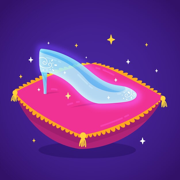 Ilustración con zapato de cristal de Cenicienta