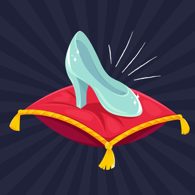 Ilustración de zapato de cristal de cuento de hadas