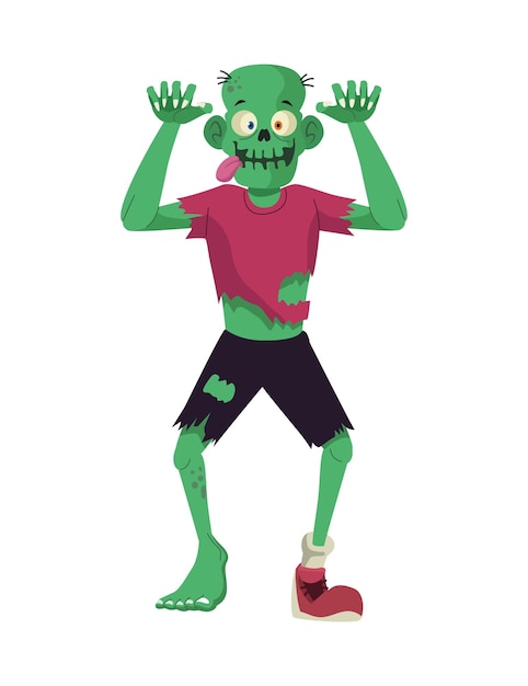 Vector gratuito ilustración de zombie de personaje de halloween aislado