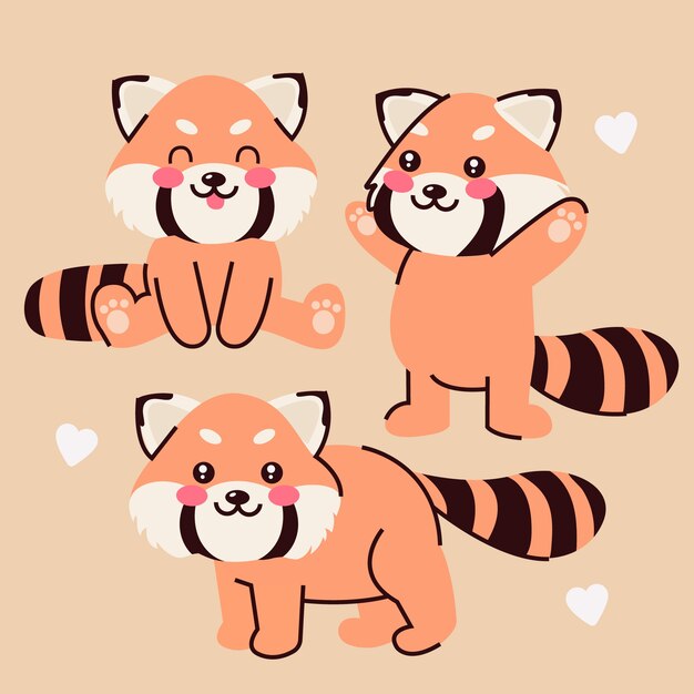 Ilustraciones de animales kawaii dibujados a mano