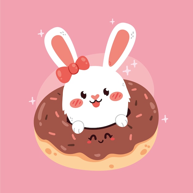 Vector gratuito ilustraciones de animales kawaii de diseño plano dibujado a mano