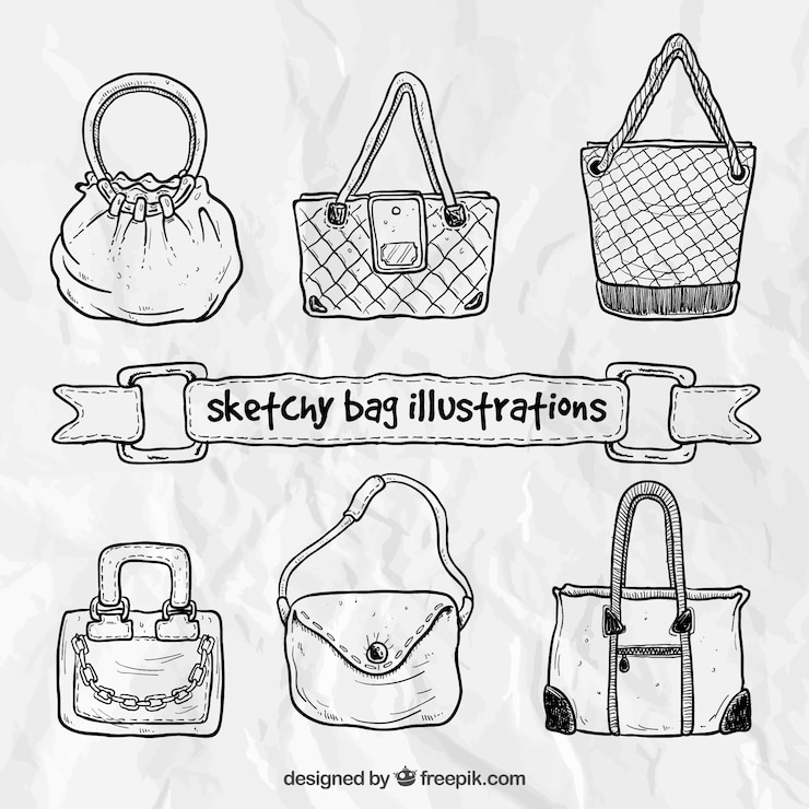 Vector gratuito ilustraciones bolsos esbozados