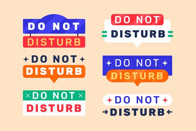Ilustraciones de carteles de no molestar de diseño plano