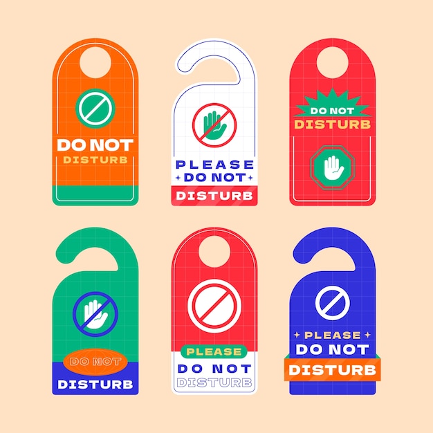 Ilustraciones de carteles de no molestar de diseño plano