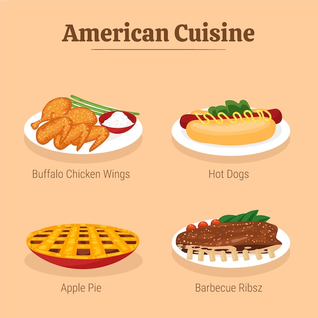 Vector gratuito ilustraciones de cocina americana dibujadas a mano