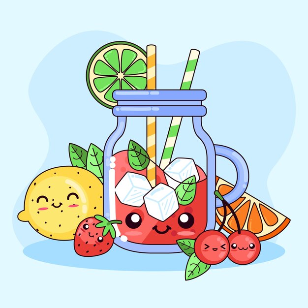 Ilustraciones de comida kawaii dibujadas a mano