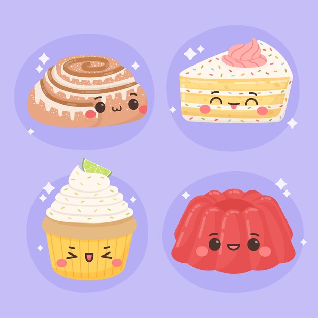 Ilustraciones de comida kawaii dibujadas a mano