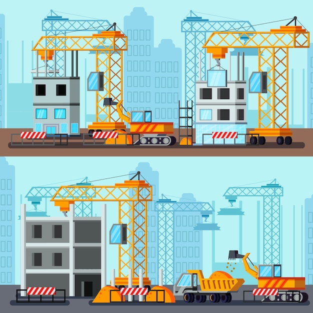 Ilustraciones de construcción de rascacielos