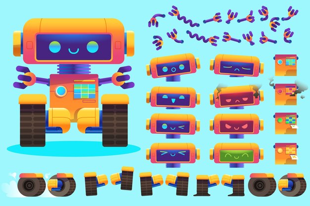 Ilustraciones de constructor de personajes de robot degradado