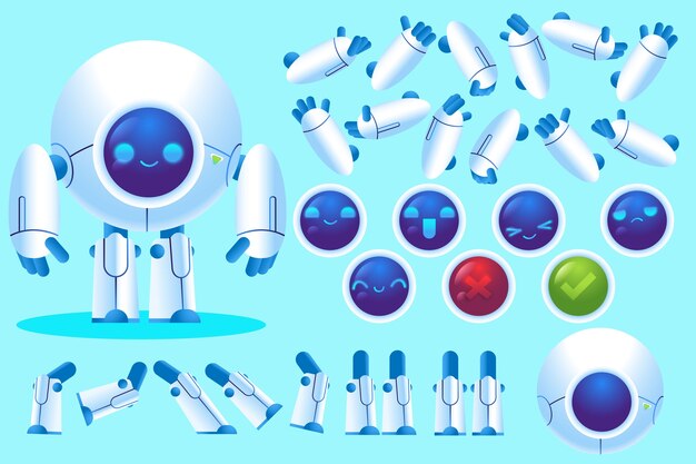 Ilustraciones de constructor de personajes de robot degradado