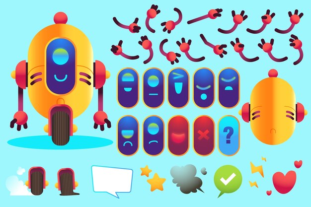 Ilustraciones de constructor de personajes de robot degradado