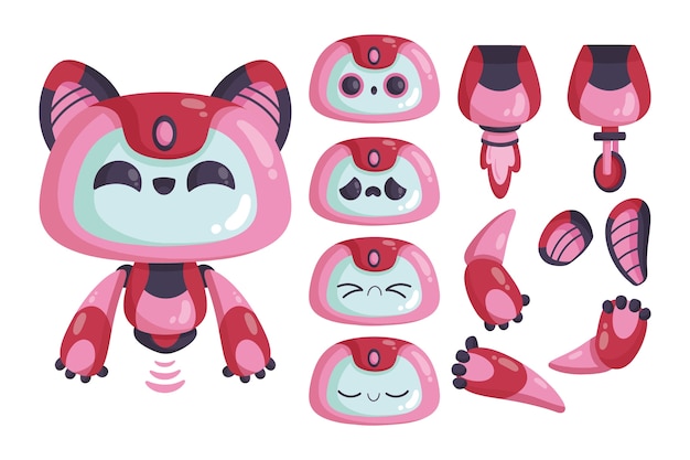 Ilustraciones de constructor de personajes de robot degradado